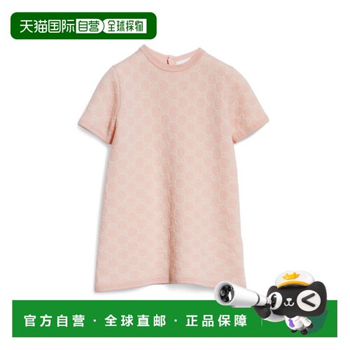 欧洲直邮GUCCI古驰 Generation Gucci婴儿浅粉色羊毛GG提花连衣裙