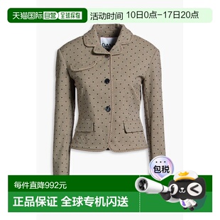 1h可退 香港直邮GANNI 甘尼 女士 植绒千鸟格花呢西装外套 W02981