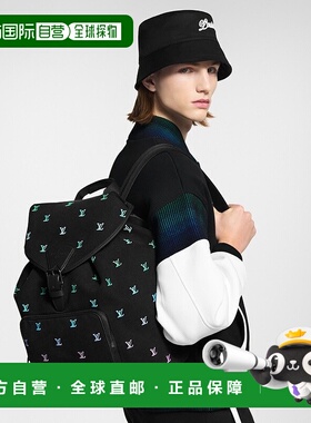 自营欧洲直邮LV/路易威登 Montsouris男士黑色牛仔布双肩包