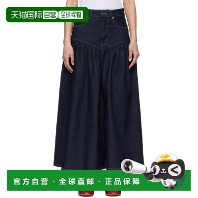 香港直邮GANNI 甘尼 女士 海军蓝牛仔半身裙 A1090248077Rinse