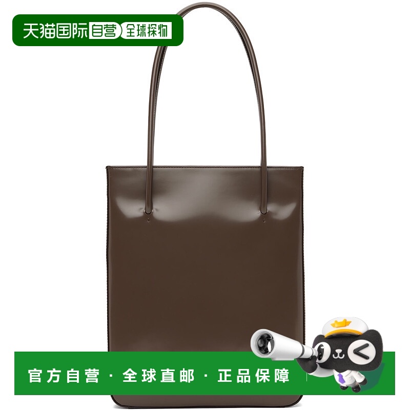 1h可退 香港直邮BY FAR 女士 Work Capsule 灰褐色 Script 托特包