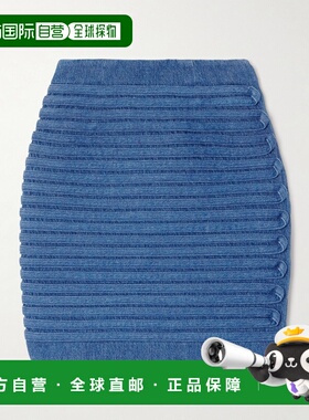 1h可退 香港直邮versace 范思哲 女士 蓝色 Fitted 牛仔短裙 1018