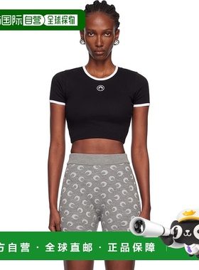 1h可退 香港直邮Marine Serre 女士 黑色 Moon Logo Ribbed Jerse