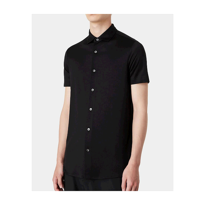 香港直邮Emporio Armani 黑色徽标短袖衬衫 8N1CG01JUVZ阿玛尼