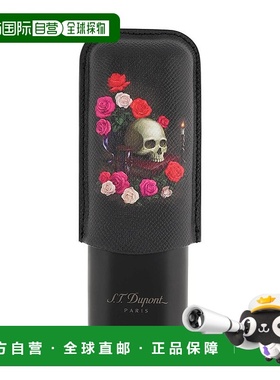 欧洲直邮S.T.Dupont都彭 男女通用黑色皮革Memento Mori 雪茄盒