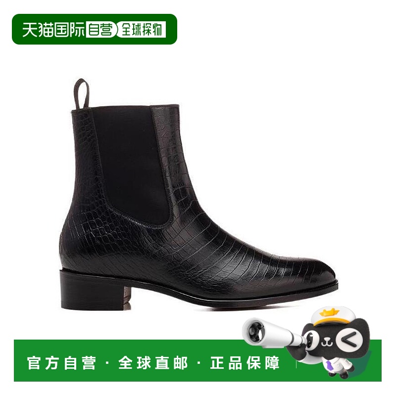 香港直邮Tom Ford 鳄鱼纹松紧拼接短靴男鞋 J1331TLCL168