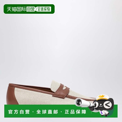 香港直邮Loro Piana 诺悠翩雅 女士 Sergio 帆布皮革乐福鞋(natur
