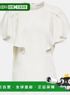 1h可退 香港直邮Chloe 蔻依 女士 亚麻上衣 000767 white白色 舒