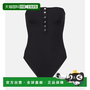 舒适时尚 香港直邮toteme black黑色 罗纹针织抹胸泳衣 女士