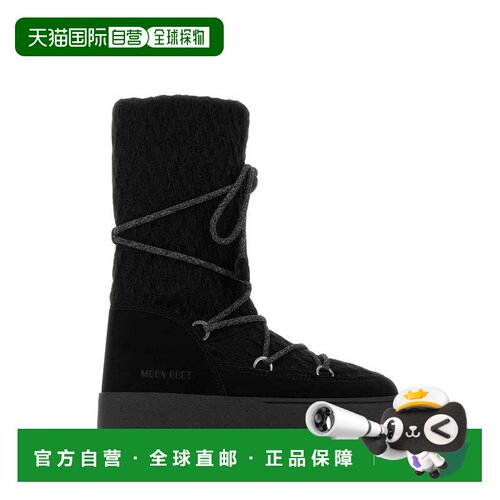 1h可退 香港直邮moon boot 月亮靴 女士 s x Guest 黑色布织靴子(