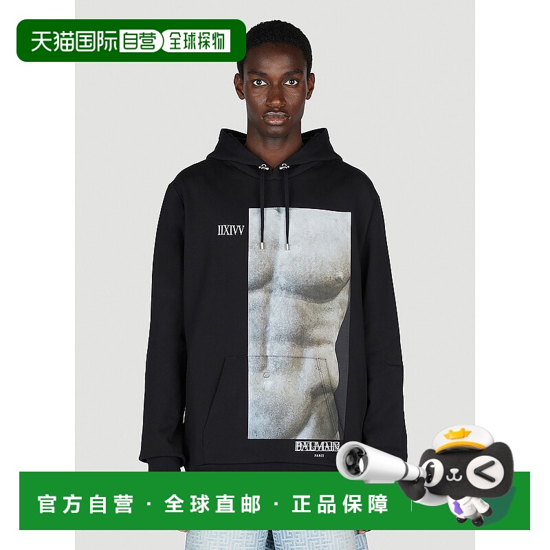 1h可退 香港直邮Balmain 巴尔曼 男士 Statue 印花连帽卫衣 AH0JT