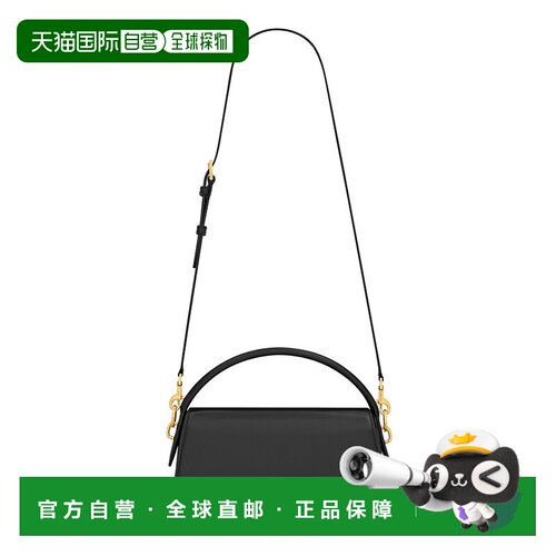 自营欧洲直邮YSL/圣罗兰24新款 女士黑色牛皮革金色标徽翻盖单肩