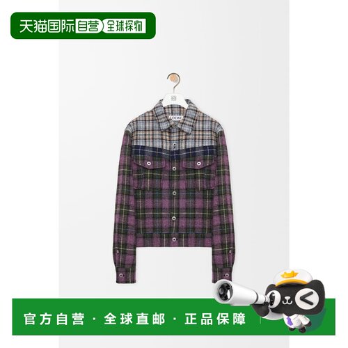 自营欧洲直邮LOEWE罗意威 男士粉色/蓝色羊毛Trucker夹克