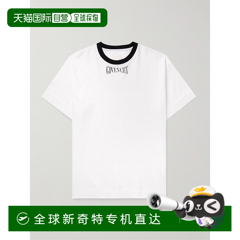 1h可退 香港直邮Givenchy 纪梵希 男士 徽标印花棉针织T恤 BM71JA