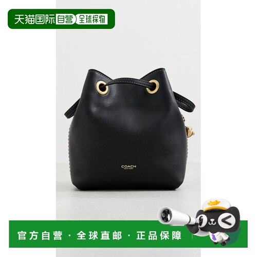 1h可退 美国直邮Coach 蔻驰 女士 Jade 皮革抽绳袋 black黑色 舒