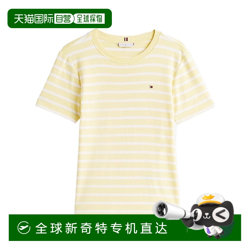 香港直邮Tommy Hilfiger 国旗刺绣T恤 WW0WW40587短袖条纹