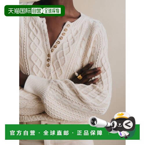 自营欧洲直邮Sezane 女士灰色棉质针织衫长袖毛衣