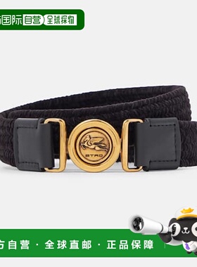 香港直邮Etro 艾特罗 女士 Pegaso 编织皮带 black黑色 舒适时尚