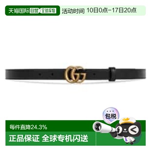 自营Gucci古驰女士皮革时尚个性出行细款双G扣皮带腰带时尚情人节