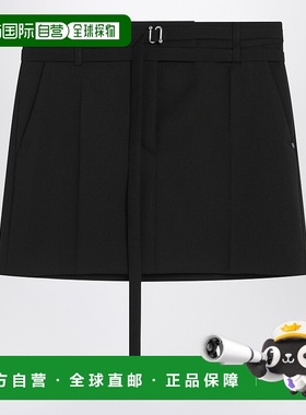 1h可退 香港直邮Sportmax 斯宝麦斯 女士 黑色羊毛迷你半身裙 FIF