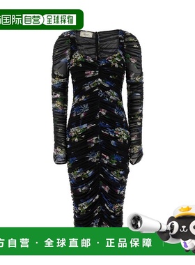 1h可退 香港直邮Blumarine 蓝色情人 女士 印花弹力薄纱连衣裙 4A