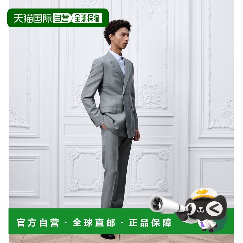 自营欧洲直邮Dior迪奥 男士蓝色羊毛双排扣经典西服西装夹克套装