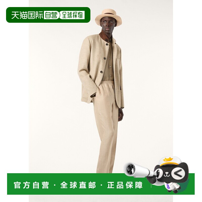 自营欧洲直邮Loro Piana 男士米色亚麻衬衫外套
