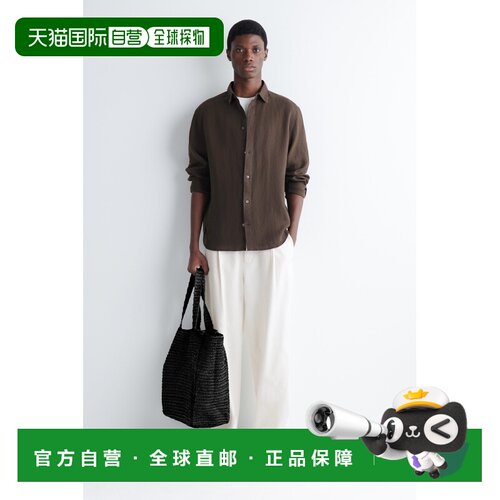 自营欧洲直邮COS 男士黑色网眼托特包编织包单肩包手提包