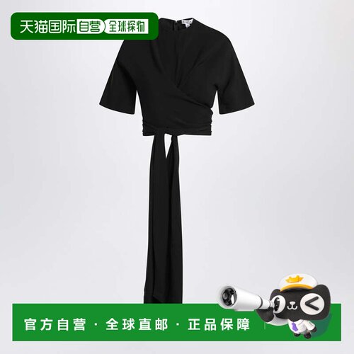 1h可退 香港直邮alaia 女士 黑色交叉高端粘胶纤维毛线衫 AA9H125