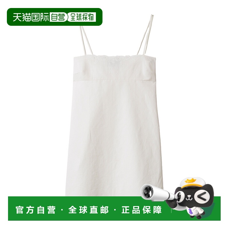 香港直邮Miu Miu 刺绣粗纺帆布迷你连衣裙 MF587517LVSOOO