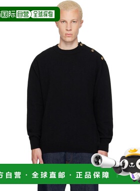 香港直邮Balmain 巴尔曼 男士 黑色 Buttoned Eco-Cashmere Knit