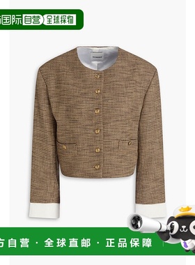 1h可退 香港直邮Sandro 女士 千鸟格花呢夹克 SFPVE01065MARRON