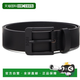 1h可退 香港直邮BOSS 波士 男士 黑色 Logo Buckle Leather 腰带