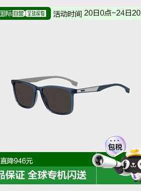 自营欧洲直邮Hugo Boss 男士蓝色醋酸纤维logo标识太阳镜配饰