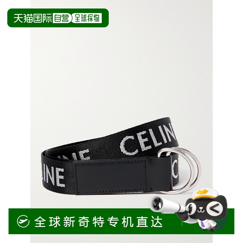 1h可退 香港直邮Celine 思琳 男士 中号提花织物牛皮革双环腰带 4