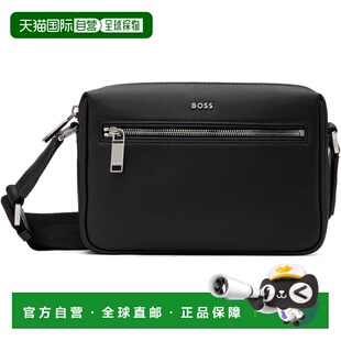 1h可退 香港直邮BOSS 波士 男士 黑色 Logo Lettering 斜挎包 505