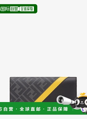 自营1h可退 欧洲直邮FENDI/芬迪 男士灰色皮革钱包新款