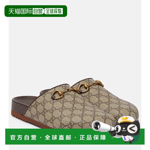1h可退 香港直邮Gucci 古驰 女士 GG Supreme 马衔扣凉拖单鞋