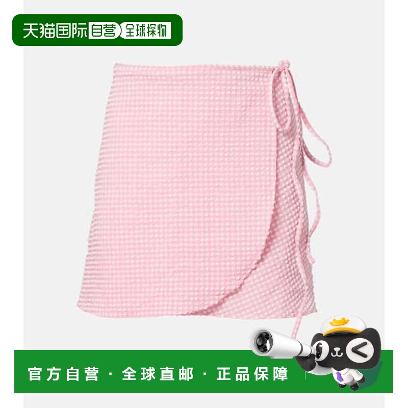 香港直邮HUNZA G 女士 方格棉布海滩罩衫 pink粉色 舒适时尚