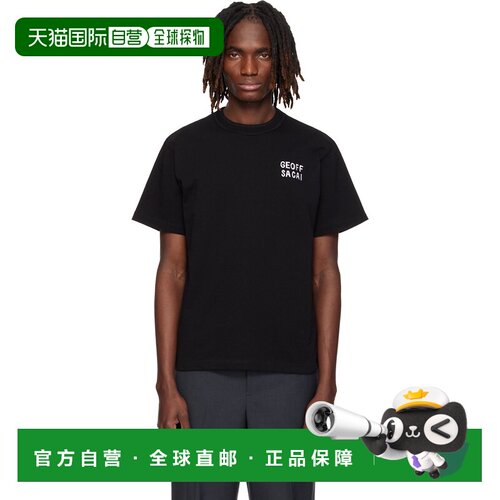1h可退 香港直邮Sacai 男士 sacai 黑色 geoff sacai 系列刺绣 T