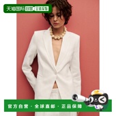 自营欧洲直邮Mango芒果 女士米白色亚麻西装 外套