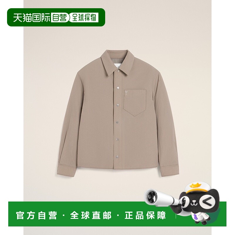 自营欧洲直邮AMI Ami de Coeur 米色绗缝帆布外套式衬衫