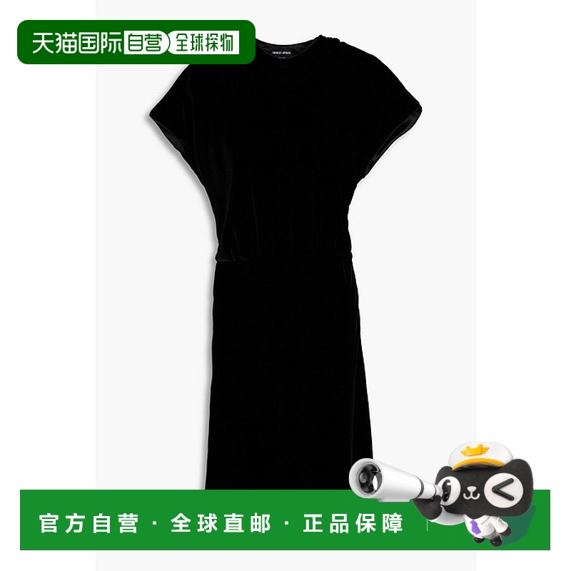 1h可退 香港直邮Armani 阿玛尼 女士 天鹅绒连衣裙 2WHVA0BUT01F