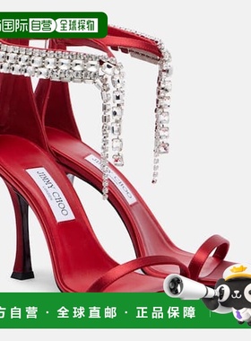 香港直邮Jimmy Choo 周仰杰 女士 Verity 100 精饰绸缎凉鞋单鞋