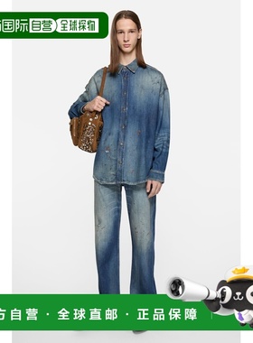 自营欧洲直邮Acnes Studios 2021M男士蓝色棉直筒牛仔裤