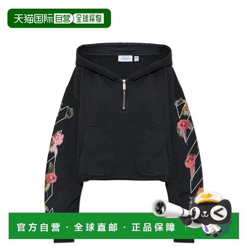 香港直邮OFF-WHITE 女士卫衣 2FE00499T0W048 AW2026 黑色 Croppe