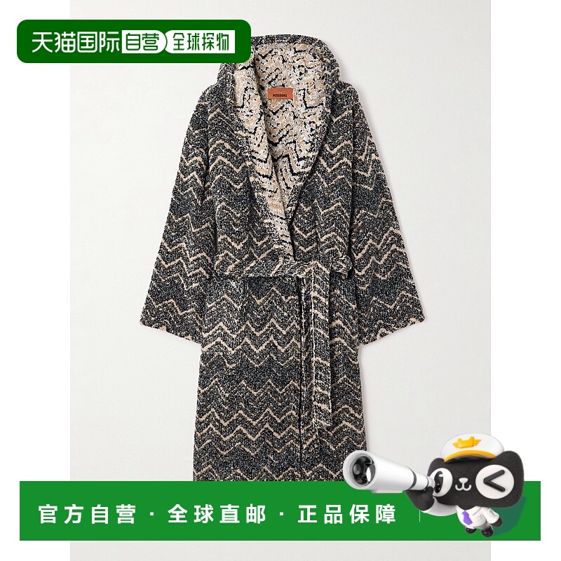 香港直邮MISSONI 米索尼 女士 连帽条纹棉质厚绒布睡袍 1D3AC9971