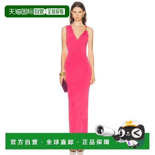 1h可退 Balmain 巴尔曼 女士 金色针织垂褶长款连衣裙 GF1RP012JJ