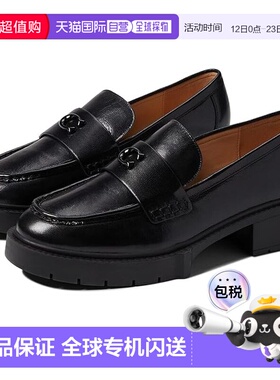 1h可退 香港直邮Coach 蔻驰 女士 Leah 皮质乐福鞋 black黑色 舒