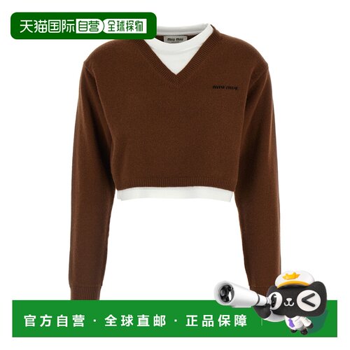 香港直邮Miu Miu 长袖短款毛衣 MMLB76174KSOOO缪【付后1h可退】